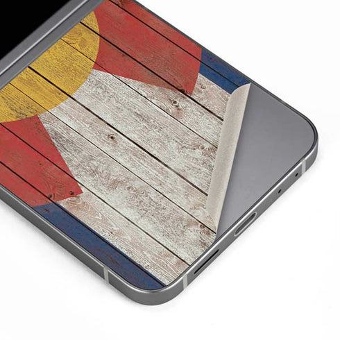 Colorado Flag Dark Wood Galaxy Z Flip6 Skin